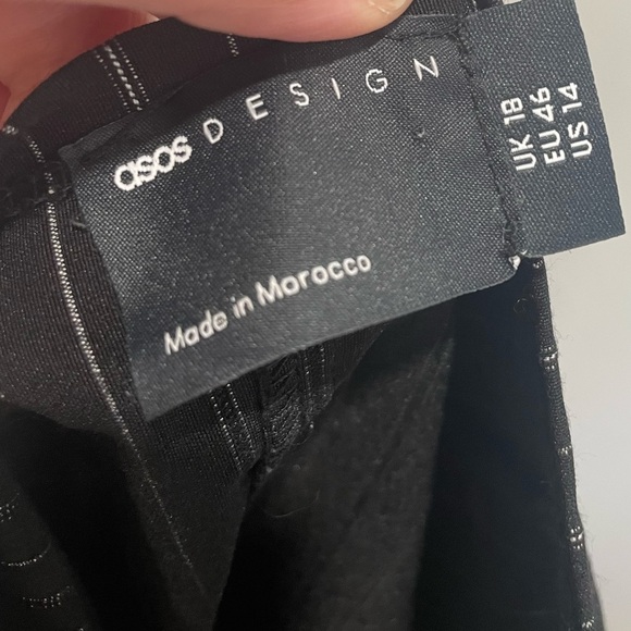 Asos Design Pinstripe Bengaline Bodycon Mini Dress With D-Ring Details Size 14 - Picture 7 of 11